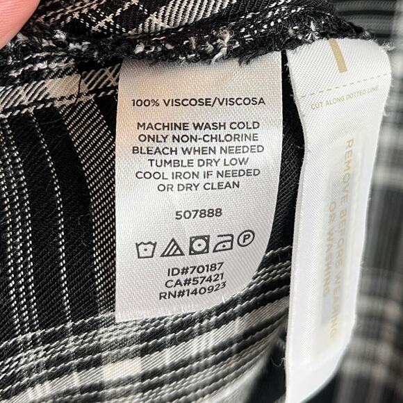 Lou & Grey Women's Plaid Shirtdress Size S Black & White Long Sleeve Button Up - Picture 9 of 9